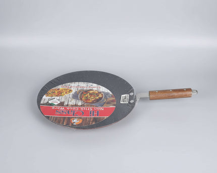 Iron Nonstick Tawa / Paratha Pan Wooden Grip Handle By Cooknex