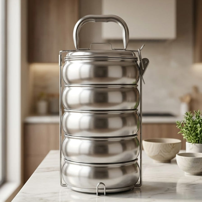 Zafar Stainless Steel TIFFO doubleBelly:- Lunch Box 3 Layer - cooknex