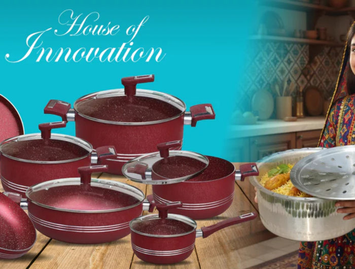 best cookware and kitchenware brand in Pakistan - best online price of nonstick cookware set gift set and metal finish by cooknex.pk