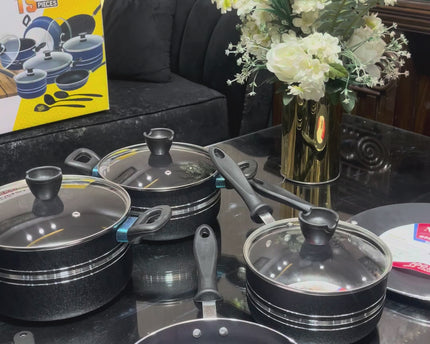 super national nonstick cookware, nonstick marble coating grey gift set by cooknex. best cookware brand in Pakistan