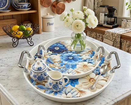 Premium Quality 3 Pcs Serving Tray Set By Cooknex - Random Pattern
